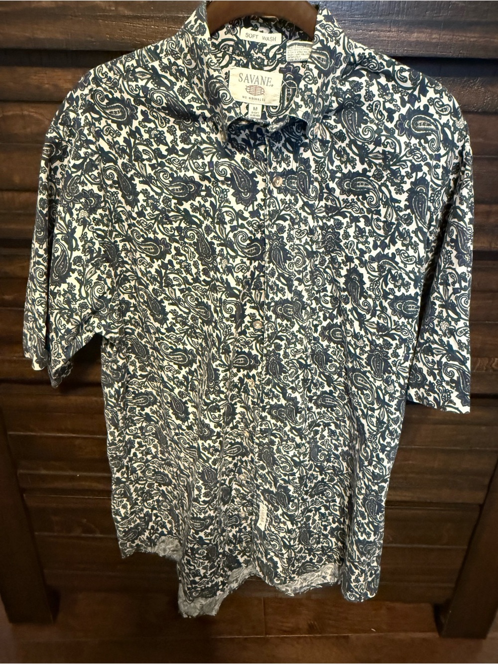 Savane Soft Wash Men’s Medium Paisley 100% Cotton Button Down Shirt